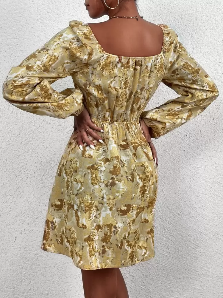 SHEIN Unity Skära Ut Famsida Knut Binda Färgämne Boho Klänning - Multifärgad - Visa 2