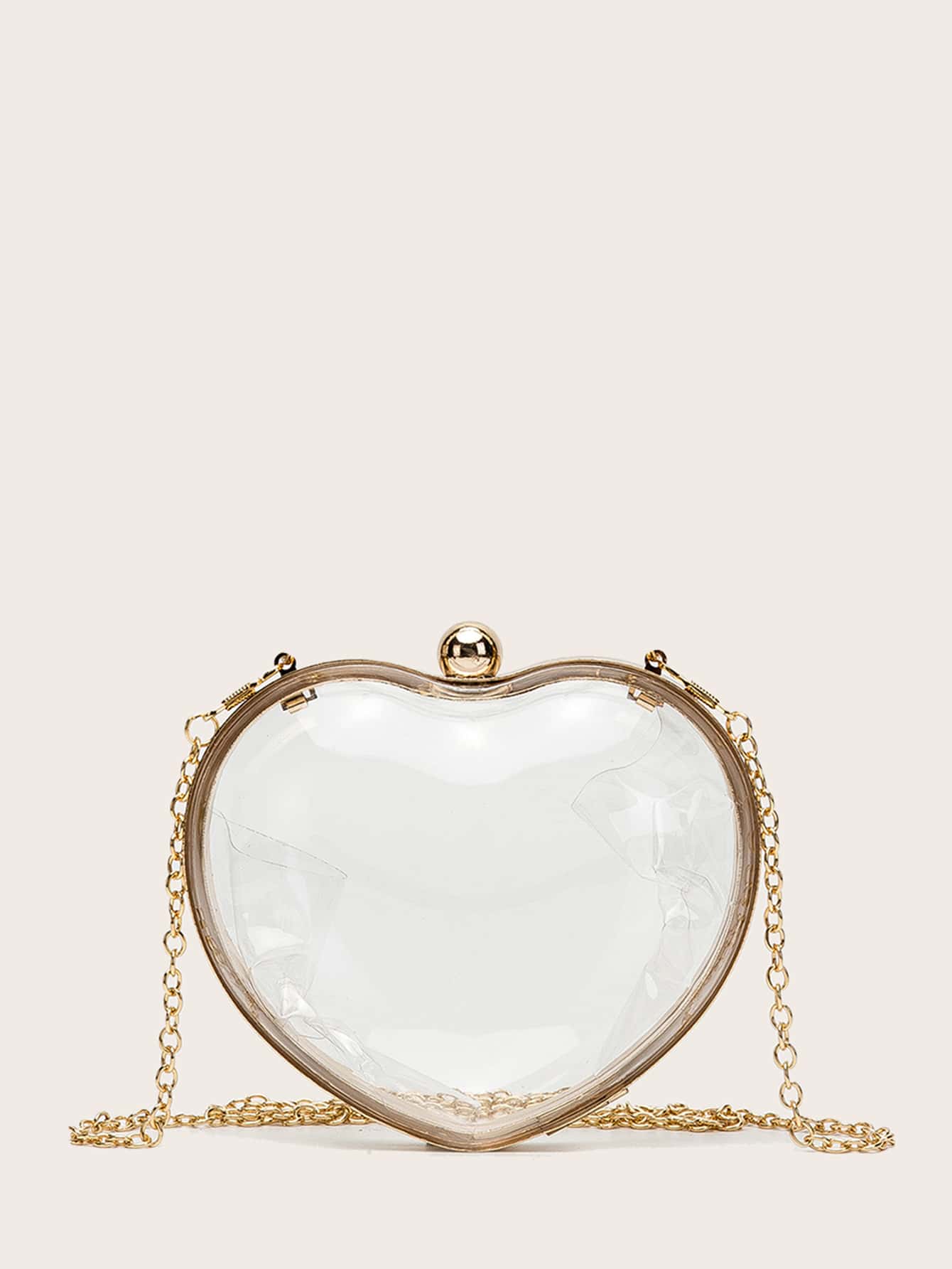 Mini Clear Heart Design Novelty Bag - Clear - View 3