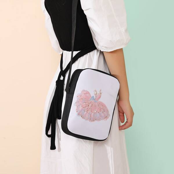 

Cartoon Figure Graphic Square Bag, Multicolor