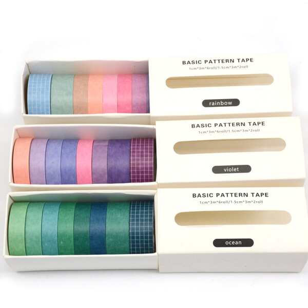 

8rolls Plain Washi Tape, Multicolor