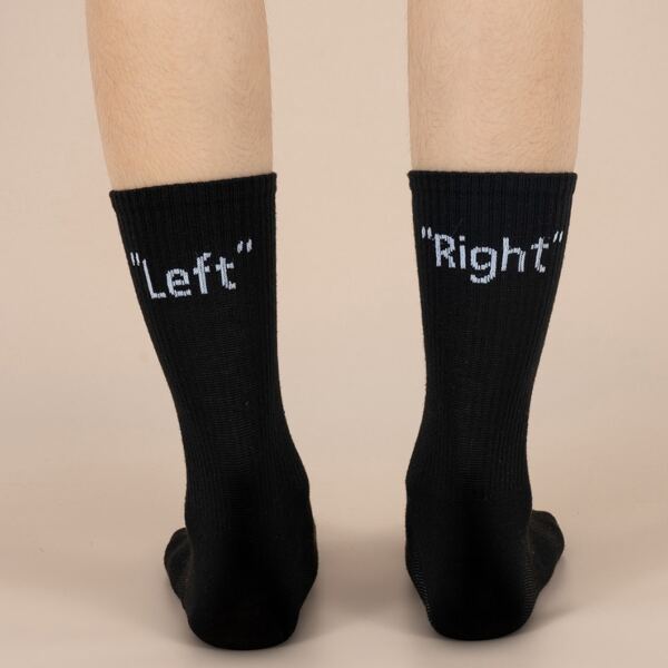

Letter Graphic Crew Socks, Black