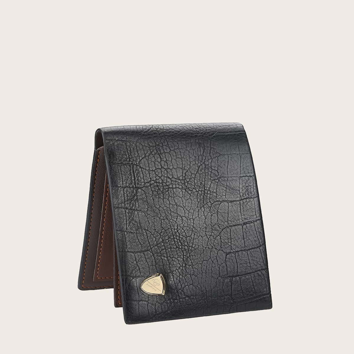 

Guys Minimalist Metal Decor Small Wallet, Black