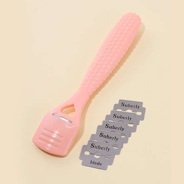 

1pc Dead Skin Remover Foot Tool & 10pcs Blade, Pink