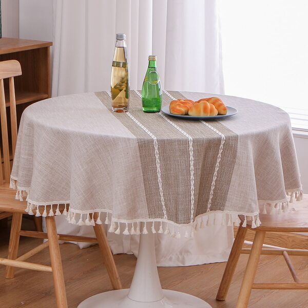 

Tassel Decor Color Block Tablecloth, Khaki