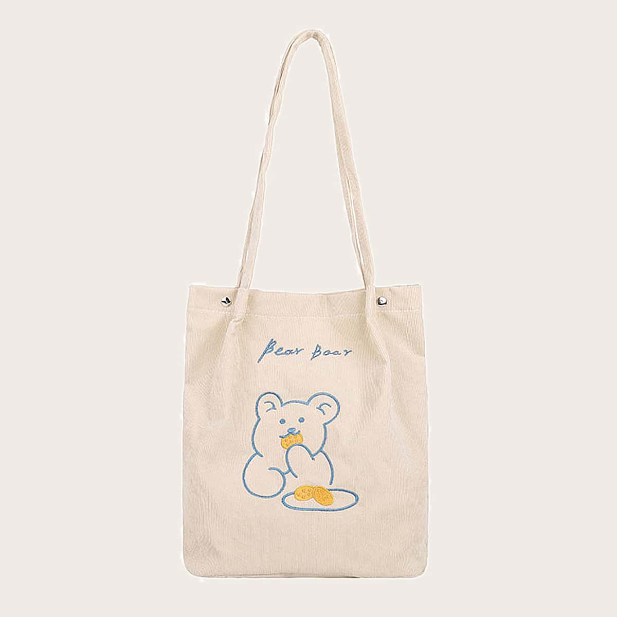 

Bear Graphic Tote Bag, Khaki