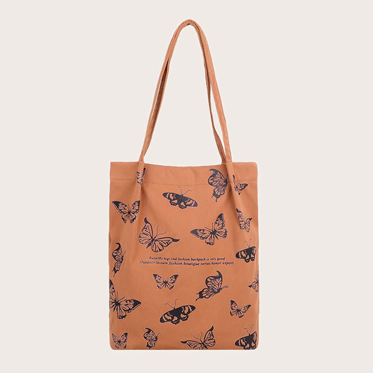 

Butterfly Graphic Tote Bag, Brown