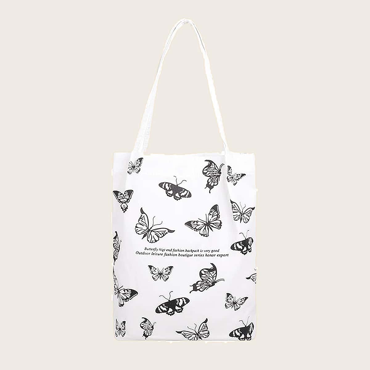 

Butterfly Graphic Tote Bag, White