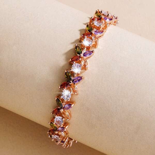 

Zircon Flower Decor Bracelet, Multicolor