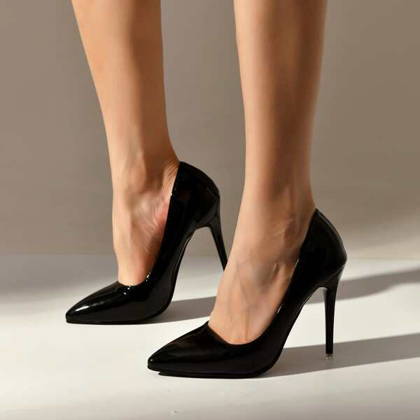 

Minimalist Stiletto Heeled Court Pumps, Black