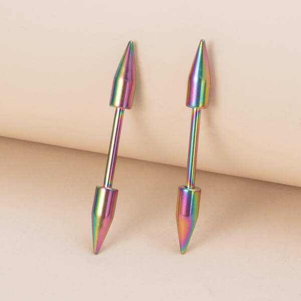 

2pcs Pointed Cone Design Nipple Ring, Multicolor