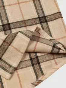 Manfinity Homme 男士格紋前排扣襯衫不帶T恤 - 卡其色 - 查看 6