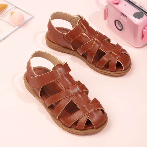 

Girls Criss Cross Flat Sandals, Brown