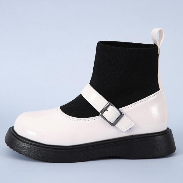 

Girls Buckle Detail Sock Boots, Beige