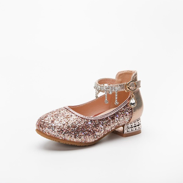 

Toddler Girls Glitter & Rhinestone Strappy Flats, Champagne