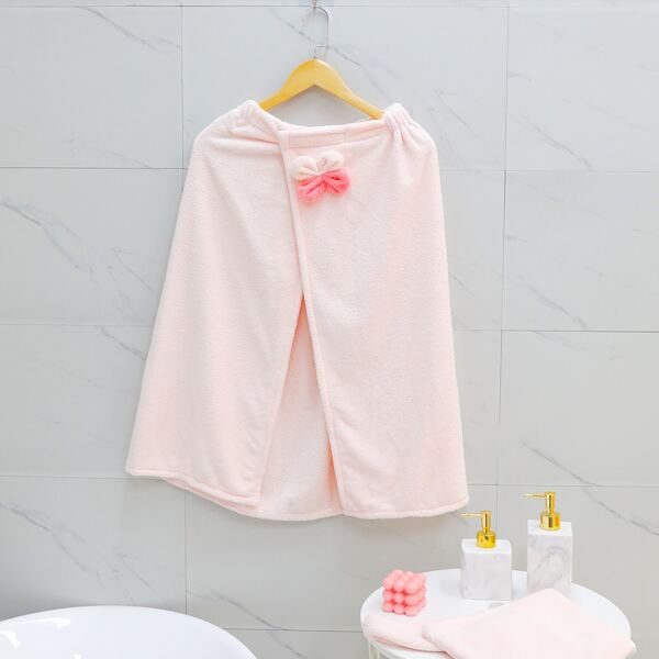 

Flower Decor Bath Wrap Towel, Pink