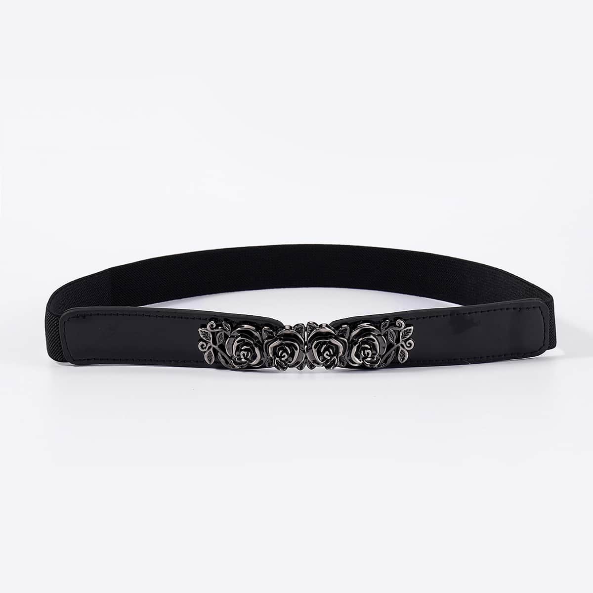 

Floral Decor Belt, Black