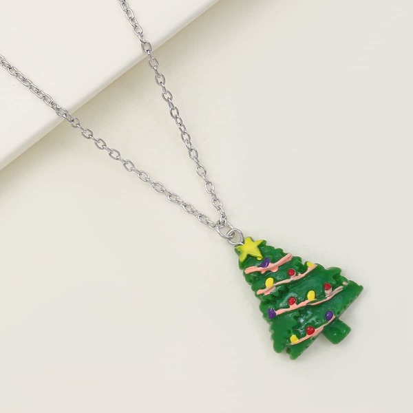 

Christmas Tree Charm Necklace, Green
