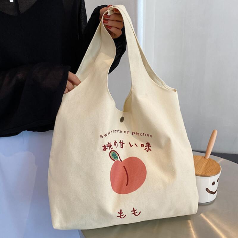 

Fruit Graphic Shopper Bag, Beige