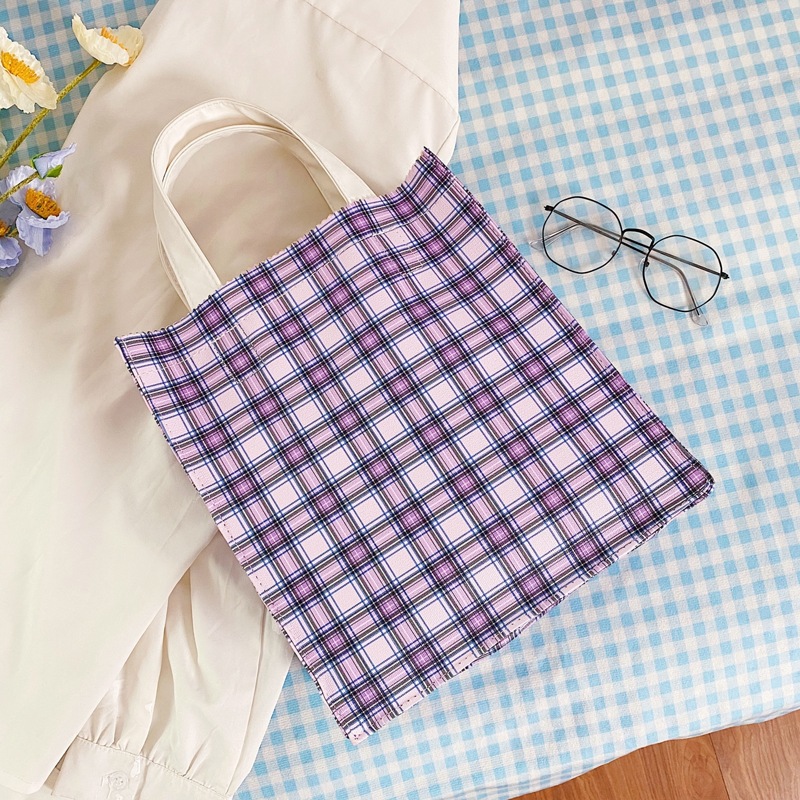 

Plaid Top Handle Tote Bag, Multicolor