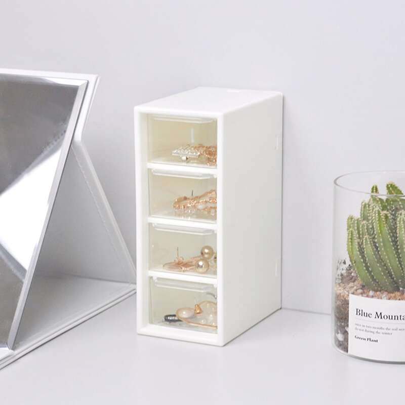 

1pc 4 Layer Desk Storage Box, White