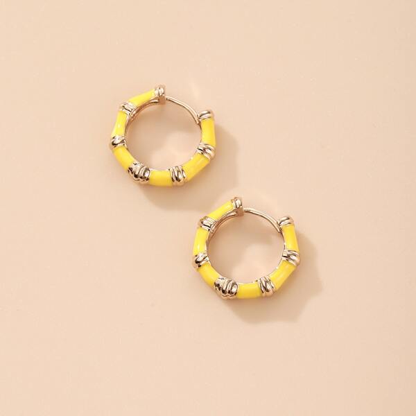 

Bamboo Joint Hoop Earrings, Mustard yellow