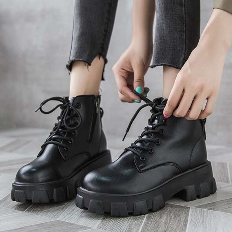 

Side Zip Combat Boots, Black