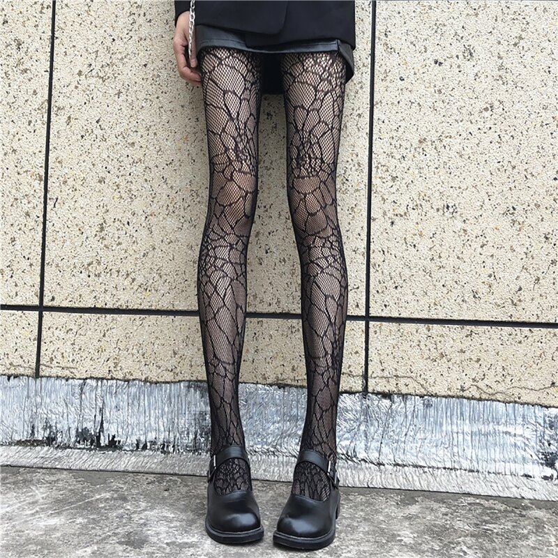 

Spider Pattern Fishnet Tights, Black