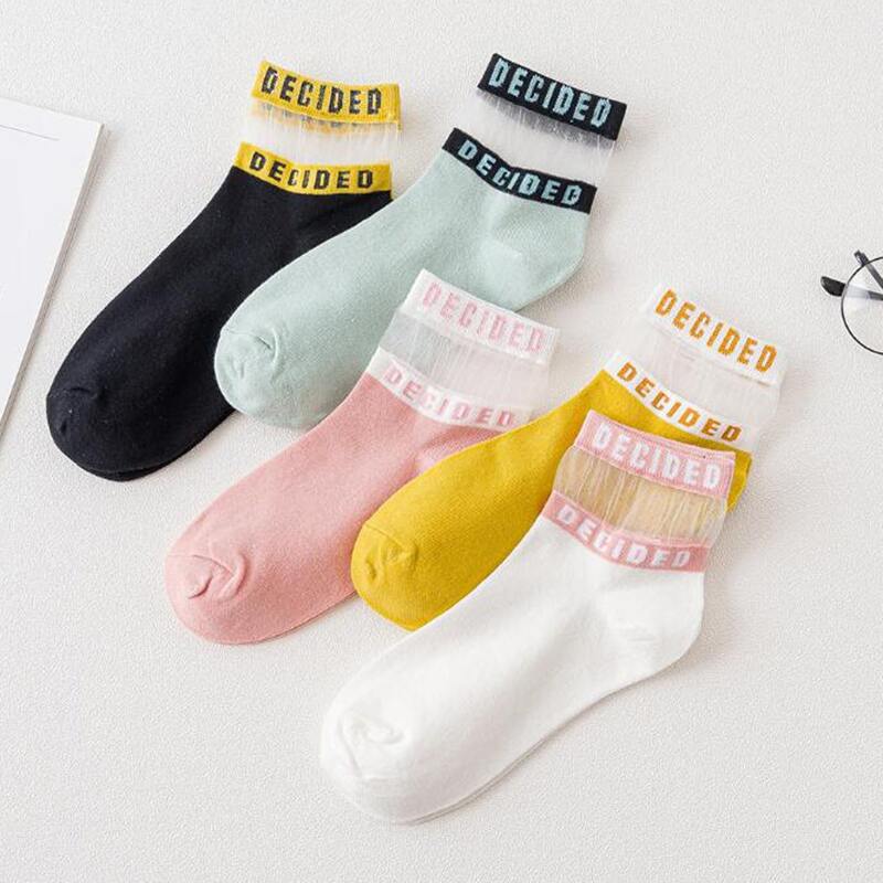 

5pairs Letter Graphic Crew Socks, Multicolor