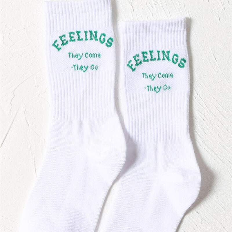 

Slogan Graphic Crew Socks, White