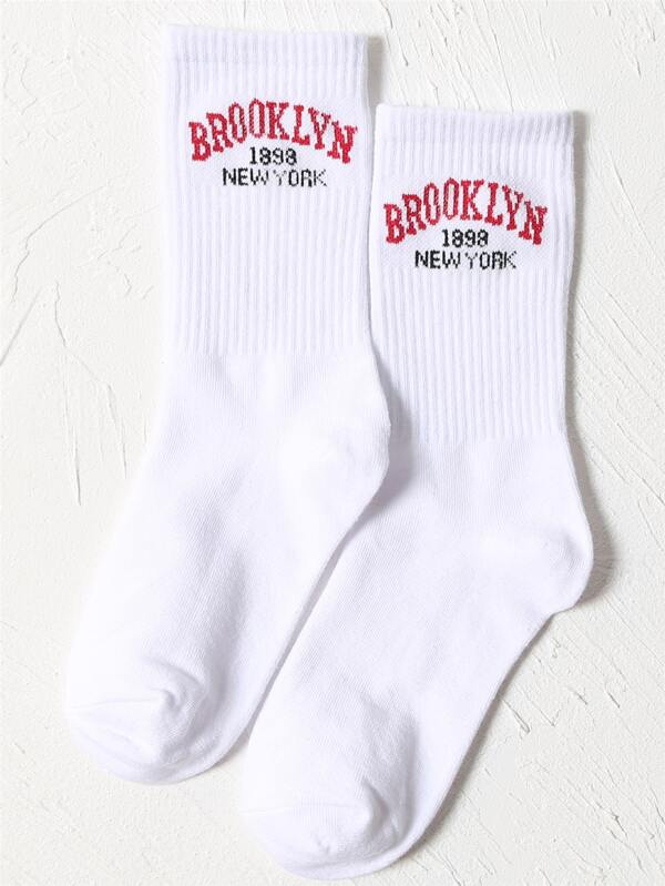 Letter Graphic Crew Socks, Fall