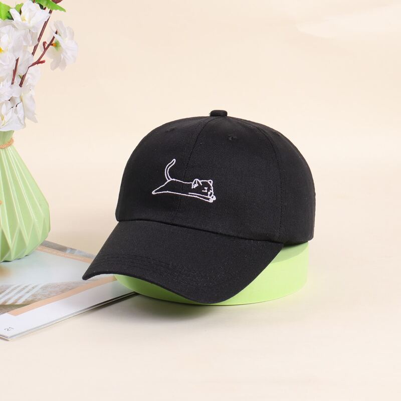 

Cat Graphic Baseball Cap, Black