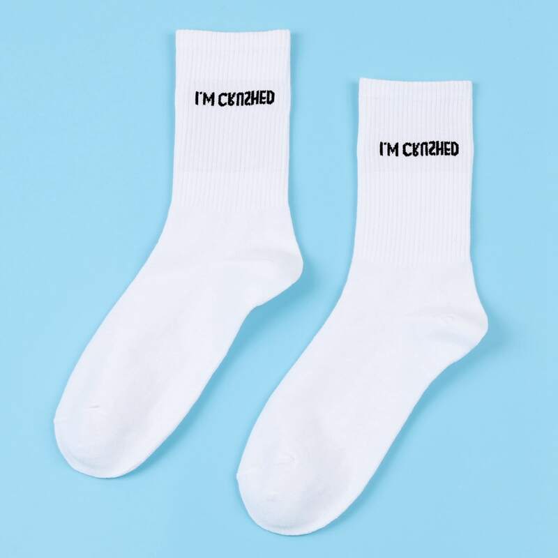 

Guys Letter Graphic Crew Socks, White