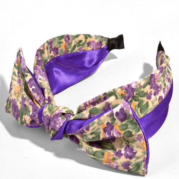 

Floral Print Bow Knot Decor Headband, Purple