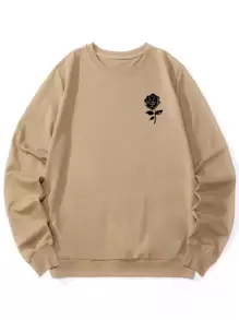 ROMWE MEN Áo nỉ Nam Hoa Giải trí - Màu Khaki - Xem 1