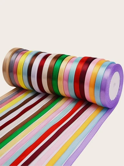 10 piezas/Paquete de Cinta de Satén Arcoíris, 22m/Rollo, Adecuada para Envolver Regalos, Accesorios Hechos a Mano, Decoración de Bodas y Fiestas