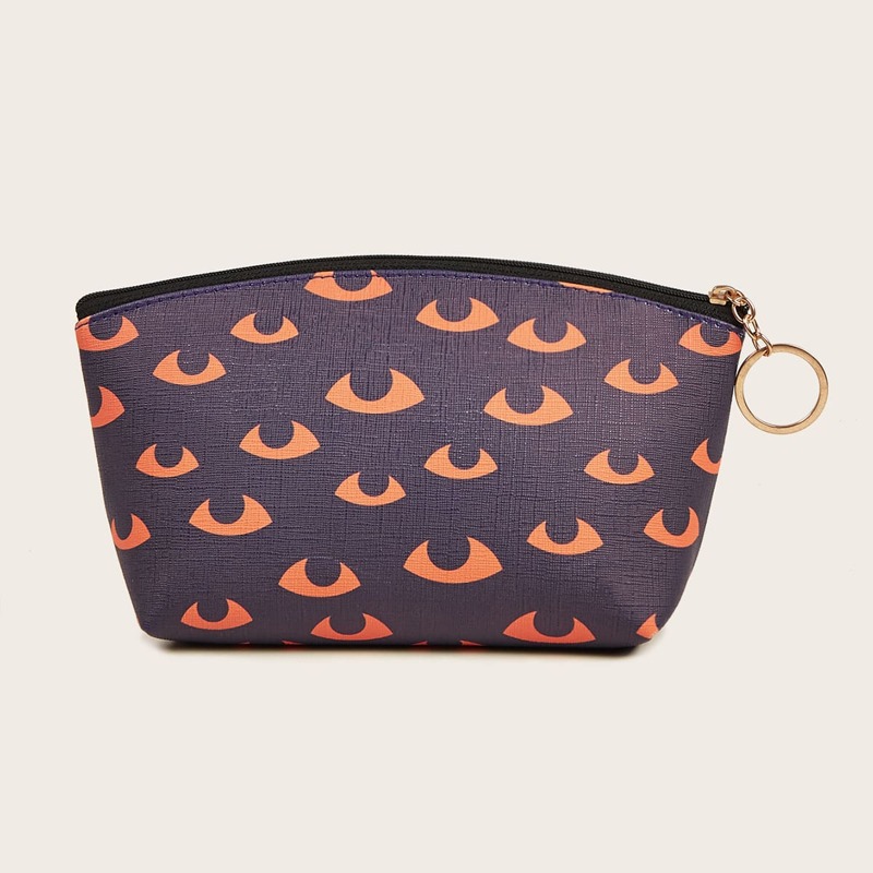 

Halloween Eye Pattern Zippered Makeup Bag, Purple