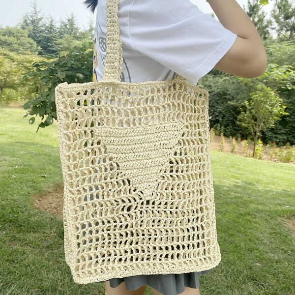 

Crochet Detail Hollow Out Shoulder Tote Bag, Beige
