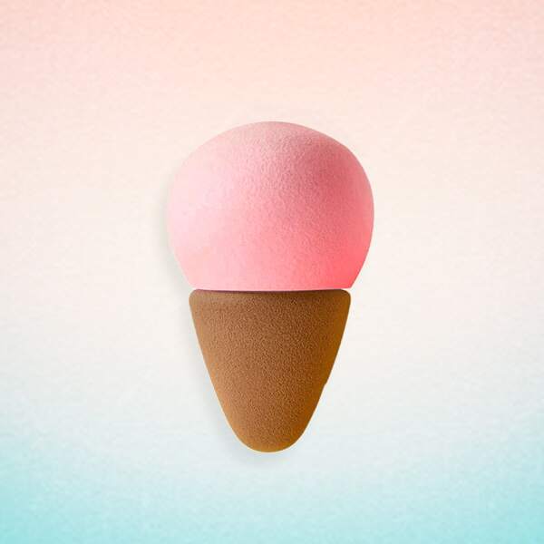 

2pcs Ice-cream Design Makeup Sponge, Brown