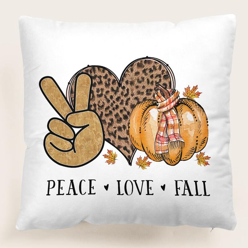 

Pumpkin & Letter Graphic Cushion Cover Without Filler, Multicolor
