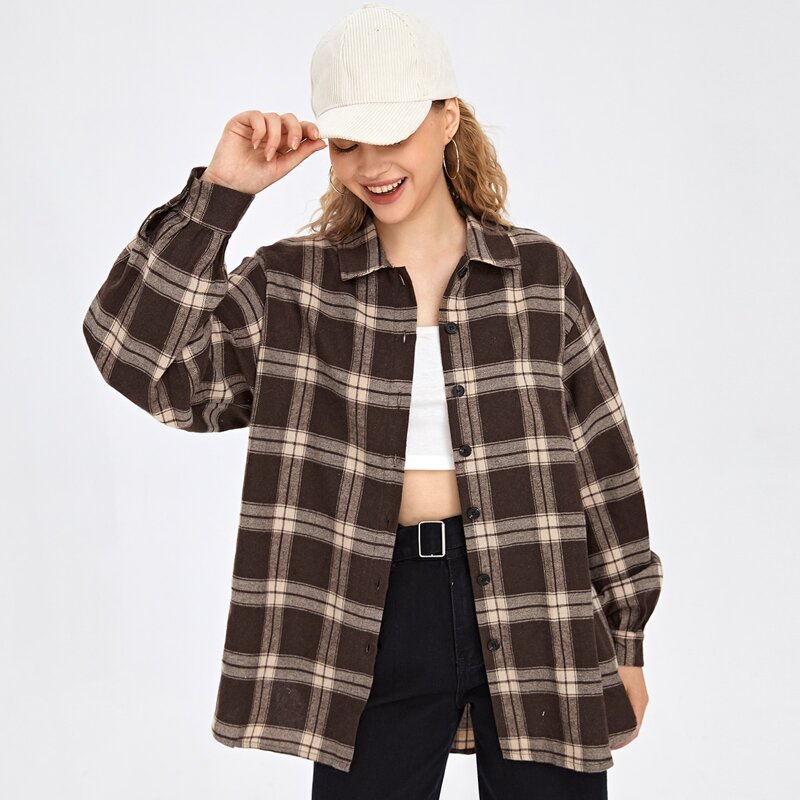 

Plaid Button Front Blouse, Multicolor