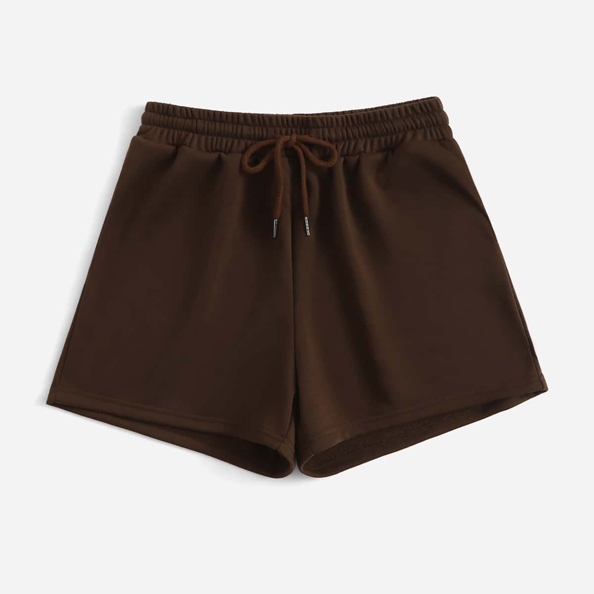 

Solid Drawstring Shorts, Chocolate brown