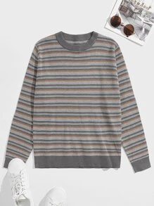 Manfinity Men Striped Pattern Sweater - Multicolor - View 1