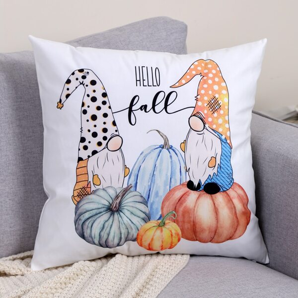 

Pumpkin & Letter Graphic Cushion Cover Without Filler, Multicolor