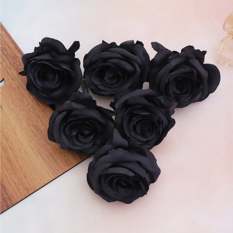 

5pcs Artificial Rose, Black