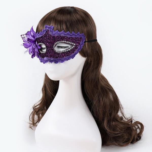 

1pc Flower Decor Random Color Masquerade Eye Cover, Multicolor