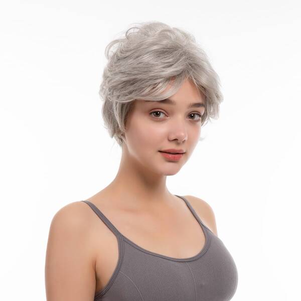 

Short Curly Wig, White