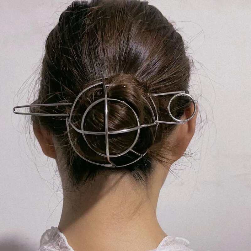 Metal Hair Slide With Stick, Silver