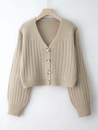 Franclia Drop Shoulder Button Through Cardigan Fall Winter Cloth For Women