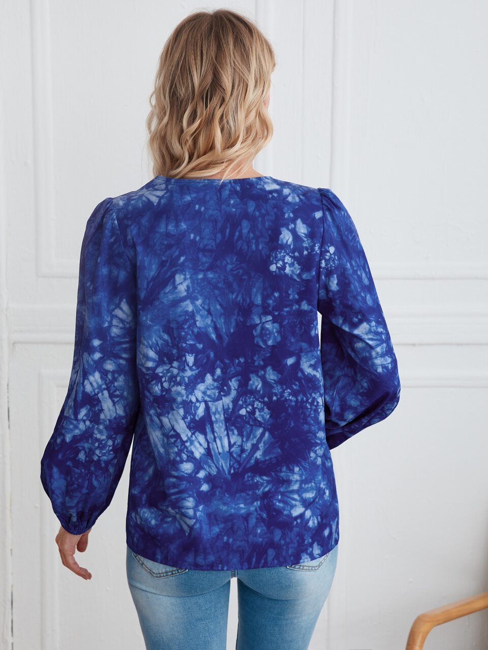 Tie Dye Lantern Sleeve Blouse