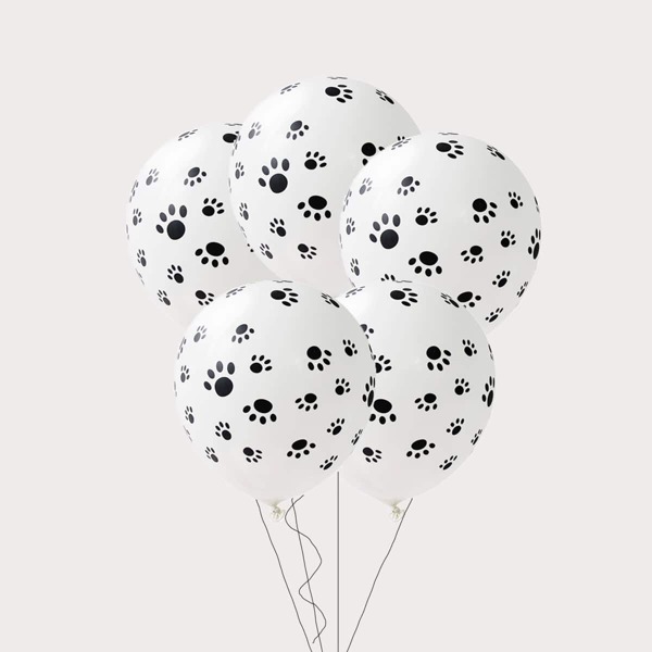 

5pcs Paw Print Decorative Balloon, Black and white